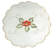 Load image into Gallery viewer, Pack of 4 Embroidered Poppy & Scallop Edge Doilies (2 Sizes)