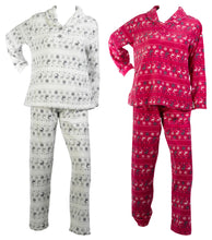 Load image into Gallery viewer, Ladies Soft Fleece Fairisle & Reindeer Pattern Pyjamas (Fuchsia or Silver)