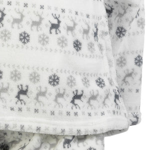 Ladies Soft Fleece Fairisle & Reindeer Pattern Pyjamas (Fuchsia or Silver)