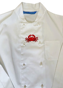 Long Sleeve Embroidered Crab Chefs Jacket XS White (34”)