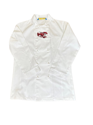 Long Sleeve Embroidered Lobster Chefs Jacket XS White (34”)