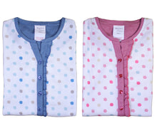 Load image into Gallery viewer, Ladies Polka Dot Nightdress with Frilly Trim S - L (Blue or Rose Pink)