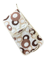 Load image into Gallery viewer, Beige & Brown Circle Pattern Quilted Cotton Double Oven Glove