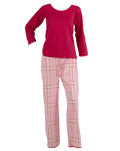 Load image into Gallery viewer, Ladies Pyjamas - Long Sleeved Jersey Top & Checked Bottoms (Small - XL)
