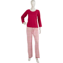Load image into Gallery viewer, Ladies Pyjamas - Long Sleeved Jersey Top & Checked Bottoms (Small - XL)