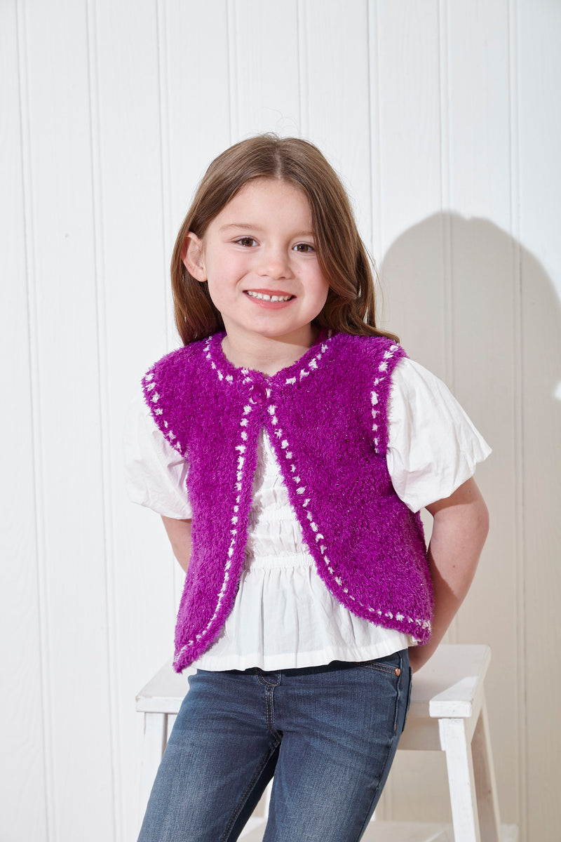 King Cole Kids Knitting Pattern #6198 - Chunky Long Jacket & Sweater For Girls (Chest 20"-28")