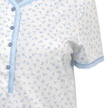 Load image into Gallery viewer, Ladies Jersey Cotton Pyjamas - Floral Top & Checked 3/4 Bottoms (Blue or Pink)