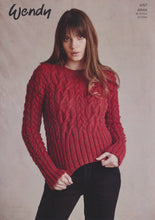 Load image into Gallery viewer, Wendy Aran Knitting Pattern - Ladies Cropped Cable Knit Sweater (6157)