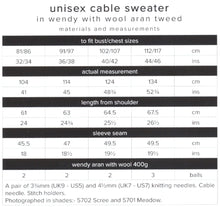 Load image into Gallery viewer, Wendy Aran Knitting Pattern - Unisex Cable Knit Sweater (6179)