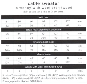 Wendy Aran Knitting Pattern - Ladies Cable Knit Sweater (6180)