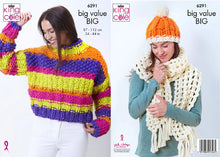 Load image into Gallery viewer, King Cole Knitting Pattern Ladies Sweater, Scarf & Hat (6291)
