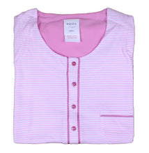 Load image into Gallery viewer, Ladies Jersey Cotton Pyjamas - Striped Top & Plain PJ Bottoms (Blue or Pink)