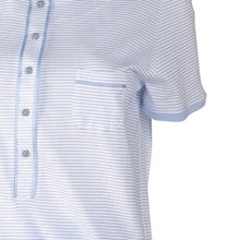 Load image into Gallery viewer, Ladies Jersey Cotton Pyjamas - Striped Top & Plain PJ Bottoms (Blue or Pink)