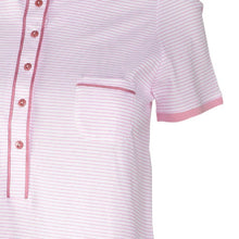 Load image into Gallery viewer, Ladies Jersey Cotton Pyjamas - Striped Top &amp; Plain PJ Bottoms (Blue or Pink)