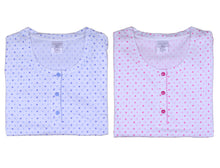 Load image into Gallery viewer, Ladies Polka Dot & Striped 3/4 Length Pyjamas S - XL (Blue or Pink)