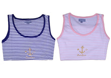 Load image into Gallery viewer, Ladies Jersey Cotton Pyjamas - Anchor Tank Top & Plain Shorts (Navy or Pink)