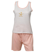 Load image into Gallery viewer, Ladies Jersey Cotton Pyjamas - Anchor Tank Top & Plain Shorts (Navy or Pink)