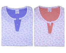 Load image into Gallery viewer, Ladies 100% Jersey Cotton Floral & Polka Dot Pyjamas Set (Blue or Salmon)