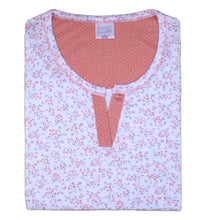 Load image into Gallery viewer, Ladies 100% Jersey Cotton Floral & Polka Dot Pyjamas Set (Blue or Salmon)