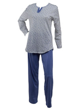 Load image into Gallery viewer, Ladies 100% Jersey Cotton Floral & Polka Dot Pyjamas Set (Blue or Salmon)