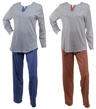 Load image into Gallery viewer, Ladies 100% Jersey Cotton Floral & Polka Dot Pyjamas Set (Blue or Salmon)