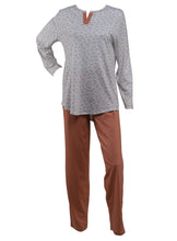 Load image into Gallery viewer, Ladies 100% Jersey Cotton Floral & Polka Dot Pyjamas Set (Blue or Salmon)