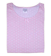 Load image into Gallery viewer, Ladies Jersey Cotton Polka Dot Pyjamas with Frilled Sleeves (Blue or Pink)