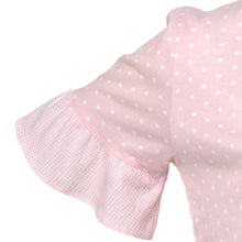 Load image into Gallery viewer, Ladies Jersey Cotton Polka Dot Pyjamas with Frilled Sleeves (Blue or Pink)