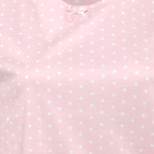Load image into Gallery viewer, Ladies Jersey Cotton Polka Dot Pyjamas with Frilled Sleeves (Blue or Pink)