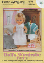 Load image into Gallery viewer, Peter Gregory Dolls Wardrobe Knitting Booklet Double Knitting Dolls Outfits AK18