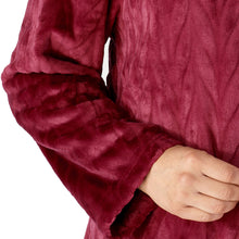 Load image into Gallery viewer, Slenderella Ladies Faux Fur Collar Button Front Bed Jacket Raspberry - XL