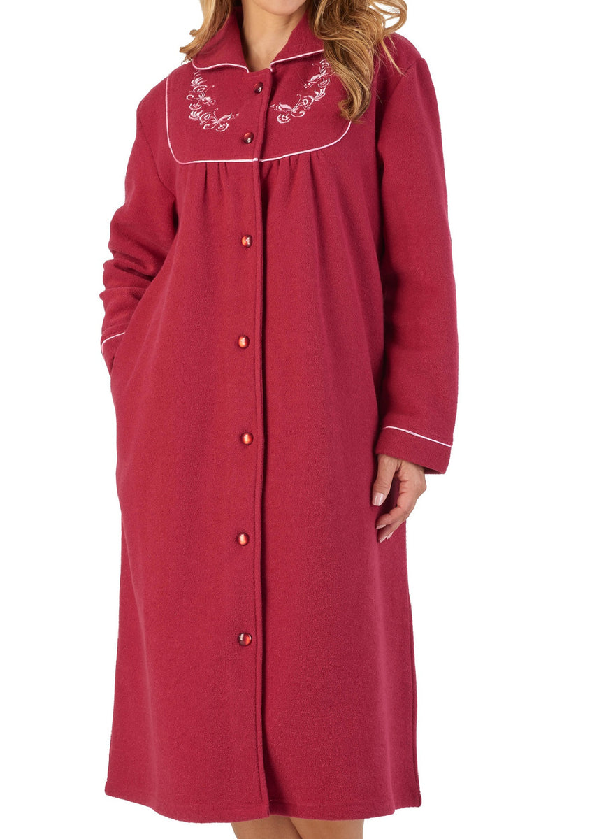 Slenderella Ladies Button Up Boucle Fleece Dressing Gown (3 Colours) Mill Outlets Slenderella Ladies Button Up Boucle Fleece Dressing Gown (3 Colours) Mill Outlets