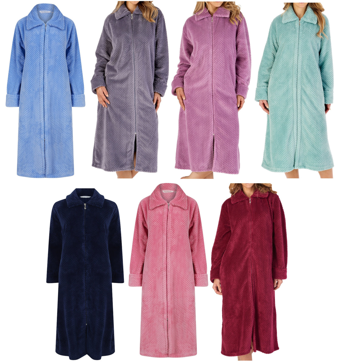 ladies zip up dressing gown uk Lady Olga Ladies Polar Fleece Zip Front Dressing Gown  Sandras-Online
