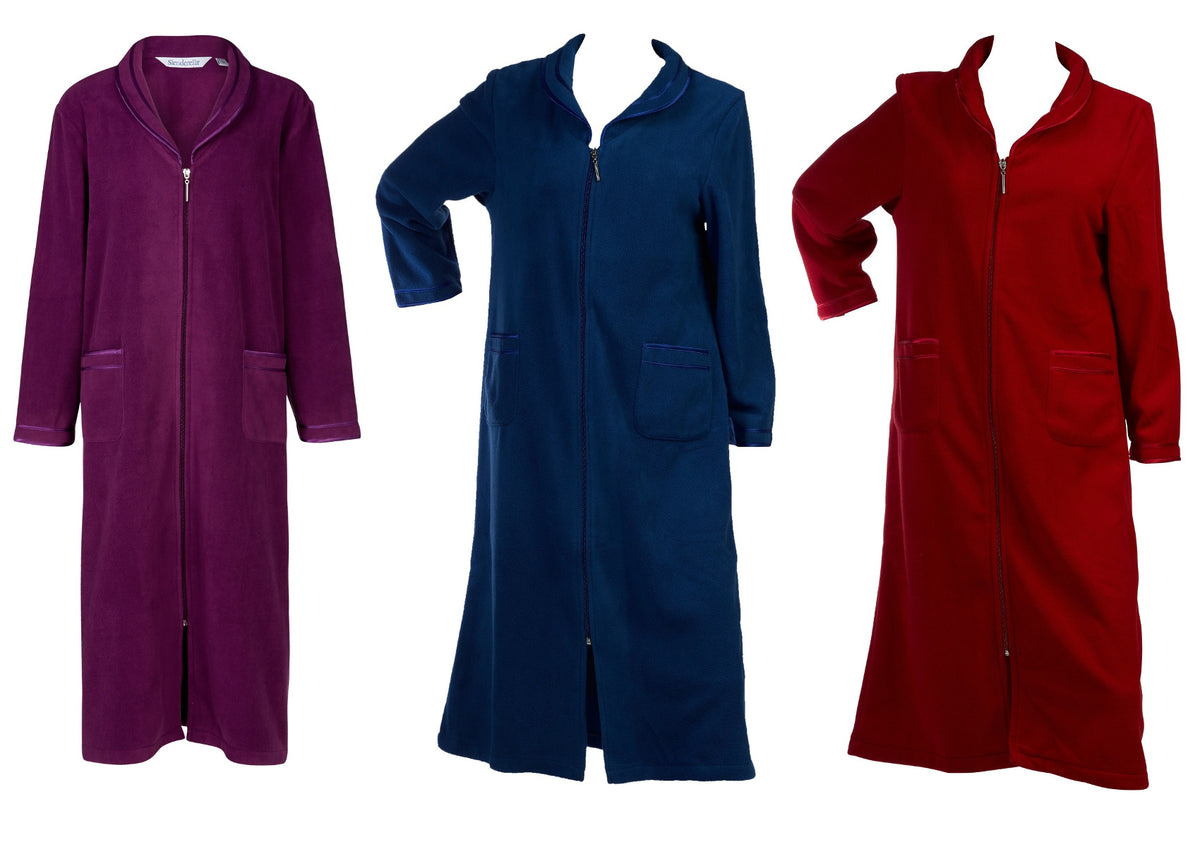 Slenderella Anti Pill Polar Fleece Zip Up Dressing Gown (4 Colours