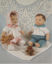 Load image into Gallery viewer, Knits & Pieces Double Knit Knitting Pattern Elizabeth & Daniel Dolls (KP-21)