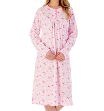 Load image into Gallery viewer, Slenderella Ladies Floral Picot Trim Long Sleeved Nightdress (3 Colours)