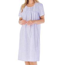 Load image into Gallery viewer, Slenderella Gingham & Flower Design Short Sleeve Cotton Nightie (2 Colours)