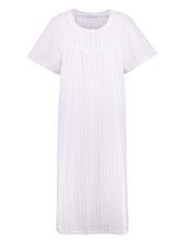Load image into Gallery viewer, Slenderella Ladies Seersucker Stripe Short Sleeved Nightie UK 10-30 (Blue or Pink)