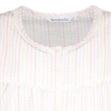 Load image into Gallery viewer, Slenderella Ladies Seersucker Stripe Short Sleeved Nightie UK 10-30 (Blue or Pink)