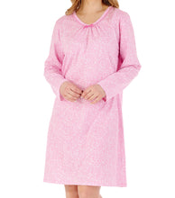 Load image into Gallery viewer, Slenderella Long Sleeve V Neck Ditsy Floral Jersey Nightie (3 Colours)
