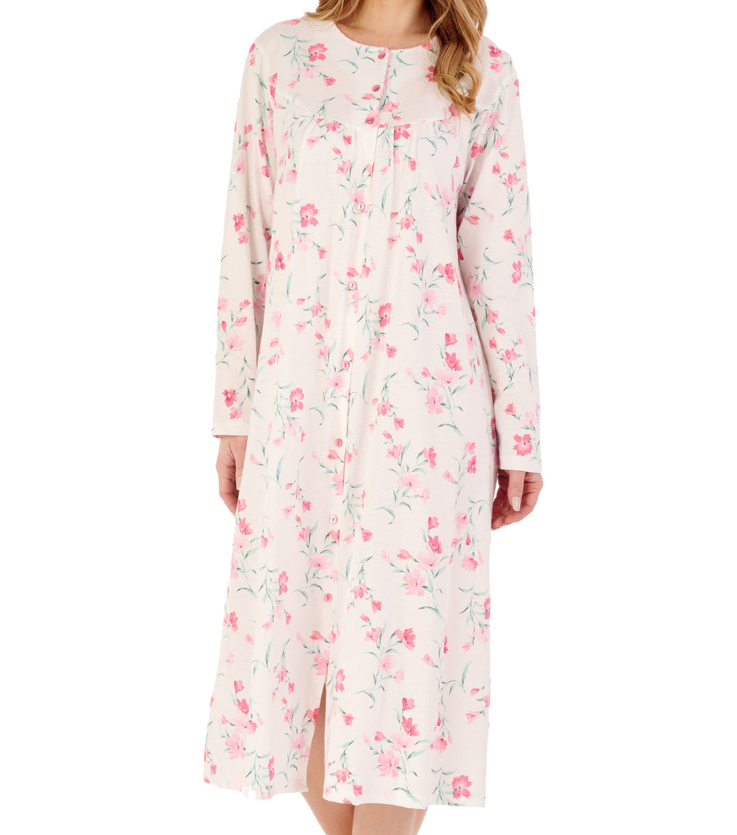 Slenderella Ladies Floral Long Sleeve Button Down Nightdress (3