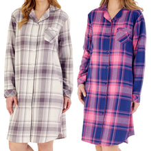 Load image into Gallery viewer, Slenderella Ladies Brushed Cotton Checked Nightshirt (2 Colours)