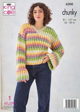 Load image into Gallery viewer, King Cole Knitting Pattern for Women’s Chunky Sweater & Cardigan 6200
