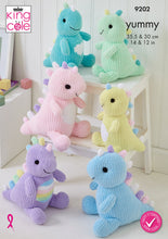 Load image into Gallery viewer, King Cole Knitting Pattern for Small & Large Dinosaur Stuffed Toys (9202)