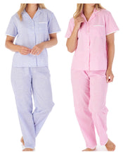 Load image into Gallery viewer, Slenderella Ladies Gingham & Flower Cotton Pyjamas (2 Colours)