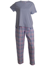 Load image into Gallery viewer, Slenderella Ladies Tartan Pyjamas - Jersey Top & Checked Bottoms (Blue or Pink)