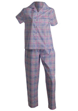 Load image into Gallery viewer, Slenderella Ladies Tartan Pyjamas - Button Top & Trouser Bottoms (Blue or Pink)