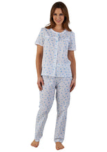 Load image into Gallery viewer, Slenderella Ladies Floral Pyjamas Set with Lace Trim (Blue or Pink)