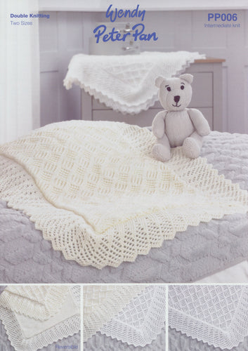 Wendy Peter Pan Baby Double Knitting Pattern - Blankets & Teddy (PP006)