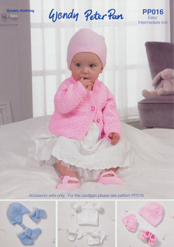 Wendy Peter Pan Baby DK Knitting Pattern - Hats Bootees & Mittens (PP016)